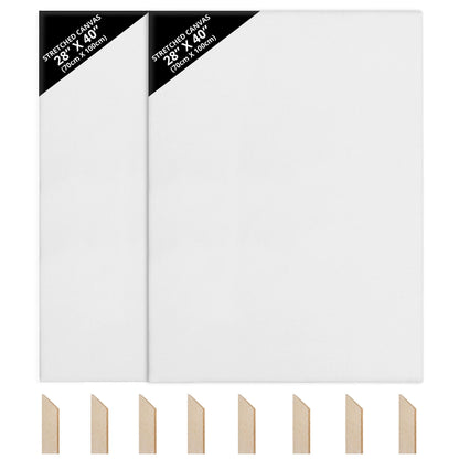 Kurtzy 2 Pack Blank Canvas - 70 x 100cm (28 x 40 inches) - Extra Large Pre Stretched Canvas Panels with Wooden Wedges - Suitable for Acrylic and Oil Painting Also for Sketching and Drawing