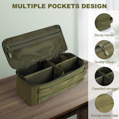 QISVVE First Aid Bag Empty Pill Box Organizer,Tactical Medical Bag Case,Portable EDC Travel Medicine Pill Bottle Organizer (Green)