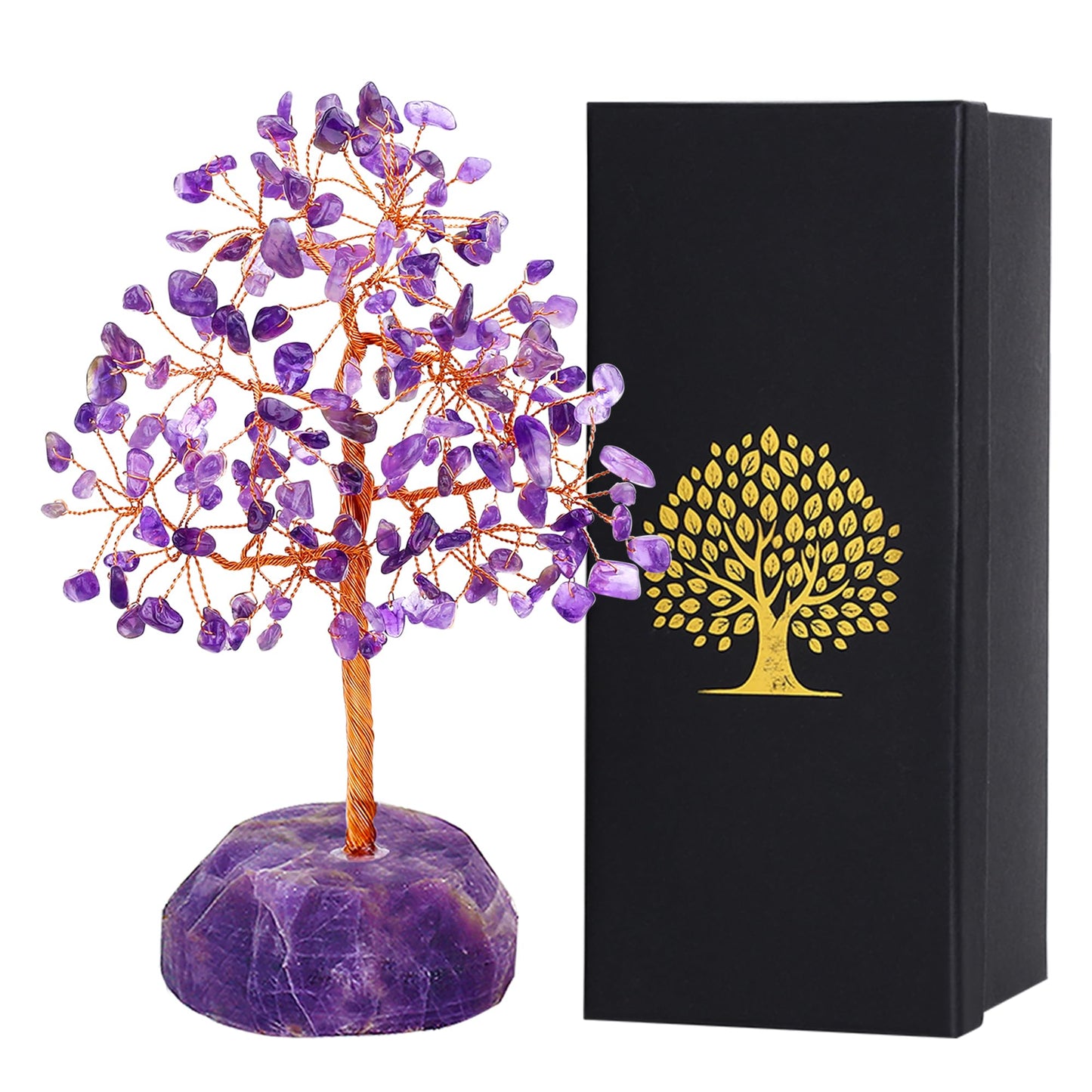 SITUMEIZI 7.09IN Amethyst Crystal Tree Amethyst Crystals and Healing Stones Natural Purple Gifts for Women Room Office Desk Purple Decor Reiki Spiritual Meditation Energy Tree of Life