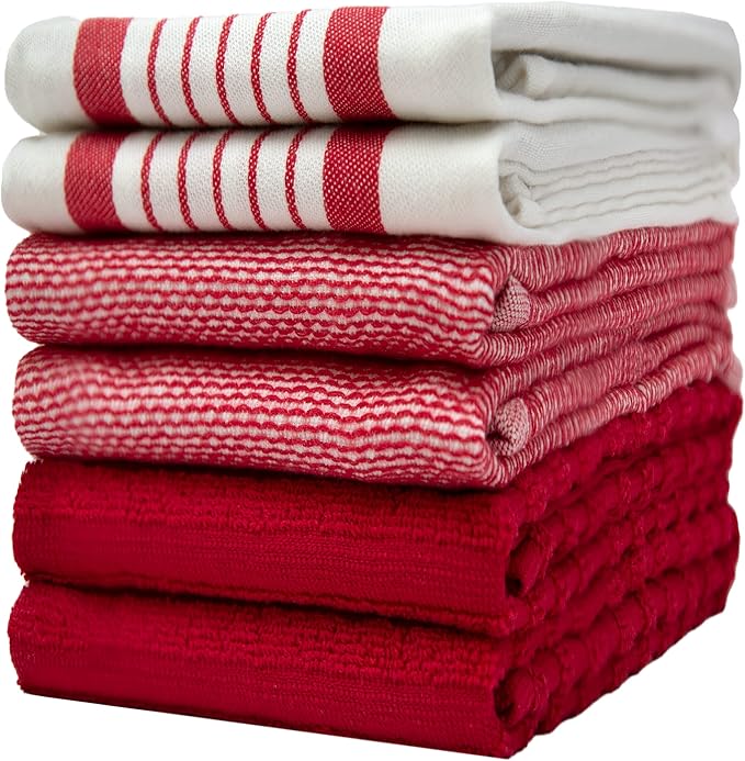 Premium Kitchen Towels | Large Cotton Dish Towels | Flat & Terry Highly