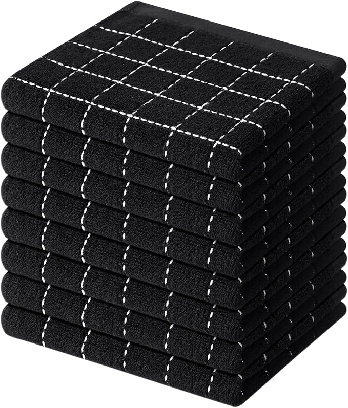 Mordimy 100% Cotton Terry Cloth Dish Cloths, Soft and Absorbent Checkered Dish