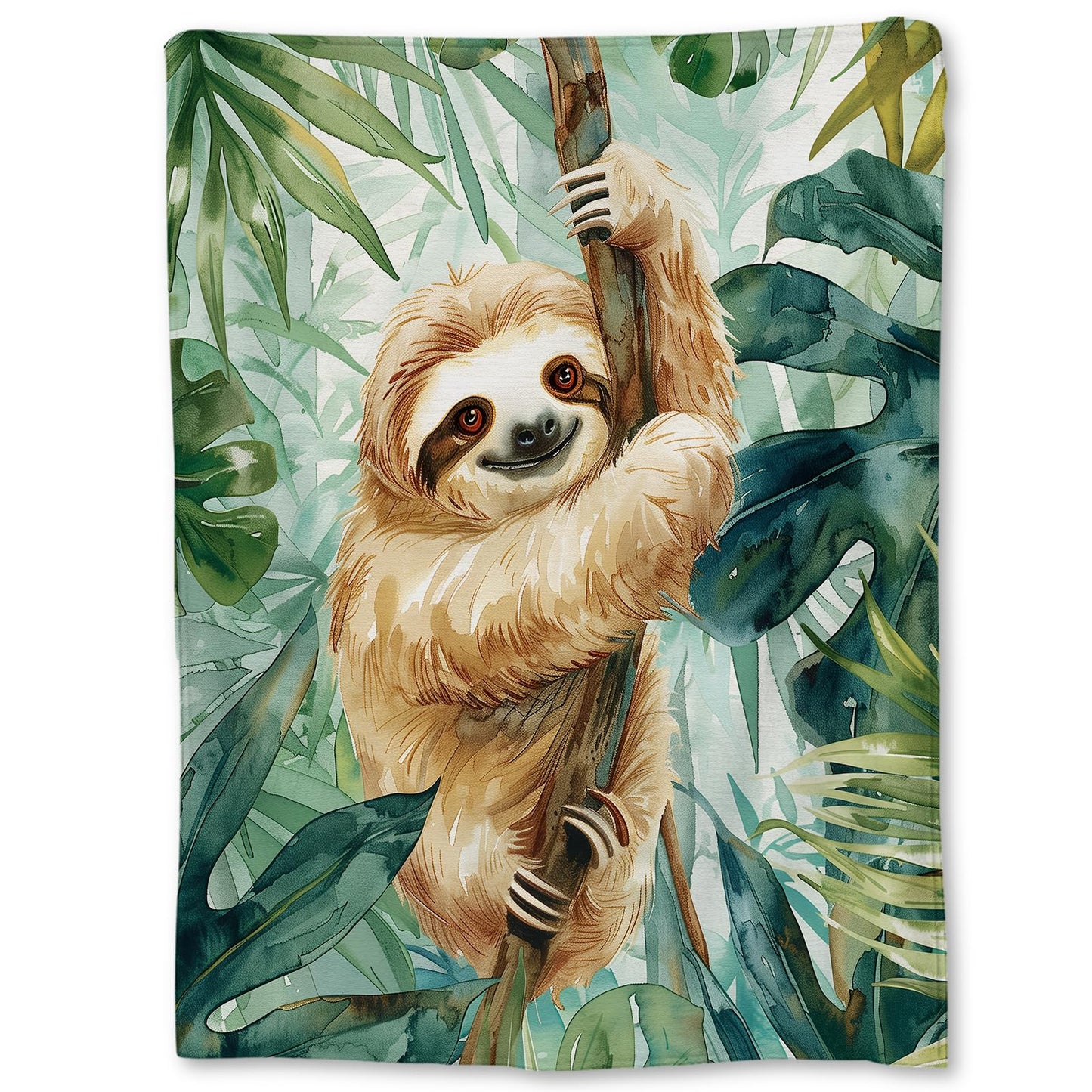 Ti Caldi Adorable Sloth in a Lush Jungle Blanket, Soft Flannel Throw Blanket for Couch, Bed, Travel & Home Decor, Lightweight Cozy Warm Fuzzy Blankets for Adults Women Kids Nature Lovers 60×50 in