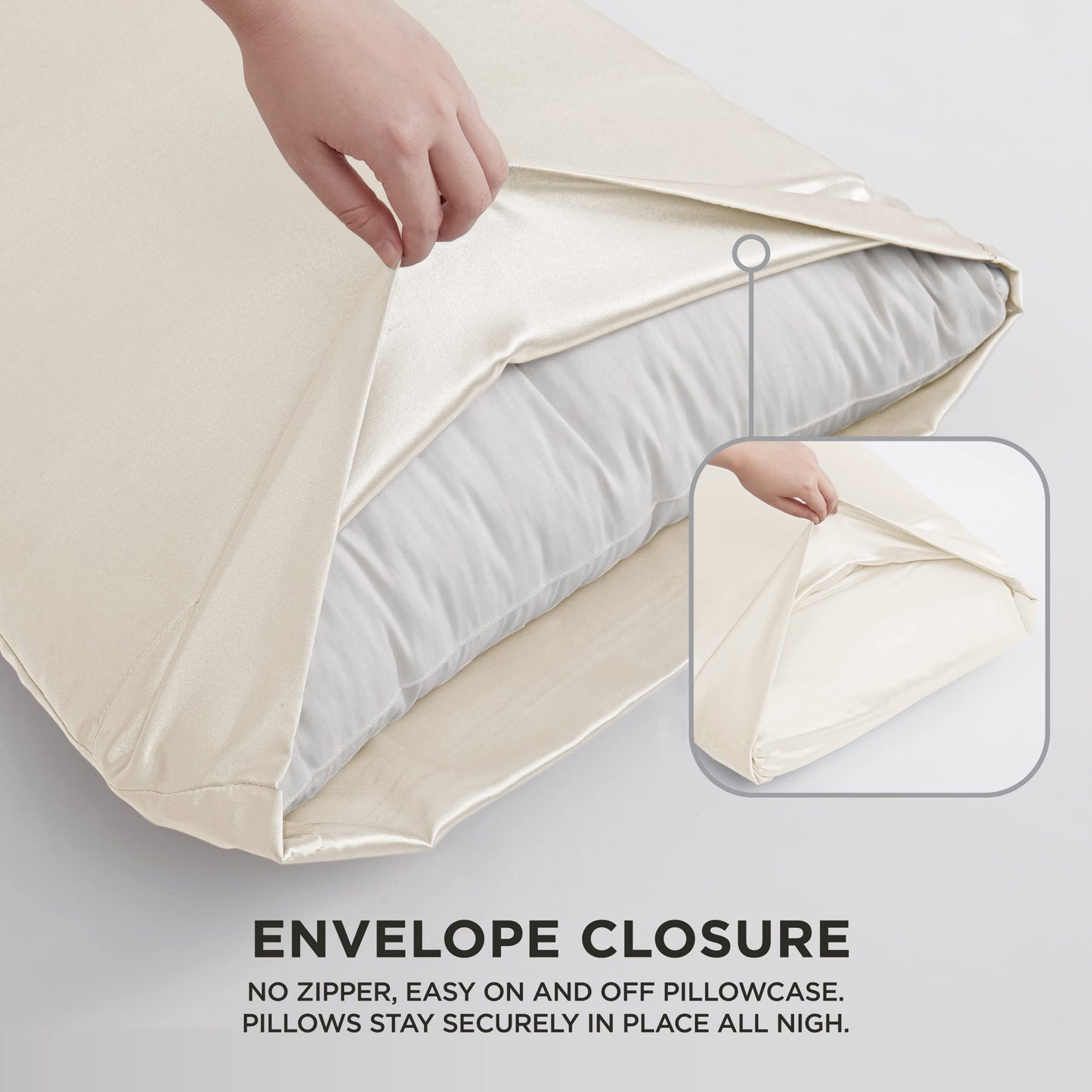 Juicy Couture Full Size Satin Bed Sheet Set, Deep Pocket Silky Full Sheet Set with 1 Fitted Sheet, 1 Flat Sheet and 2 Pillow Case, Wrinkle Resistant and Anti Pilling Bed Sheets - Ivory