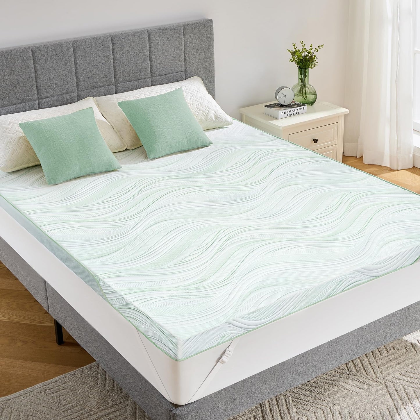 PERLECARE King Mattress Topper, 3 Inch Dual Layer Gel Memory Foam Bed Topper with Bamboo Cover, Medium Firm Support for Pressure Relief, Removable Washable Cover, Non-Slip Designing