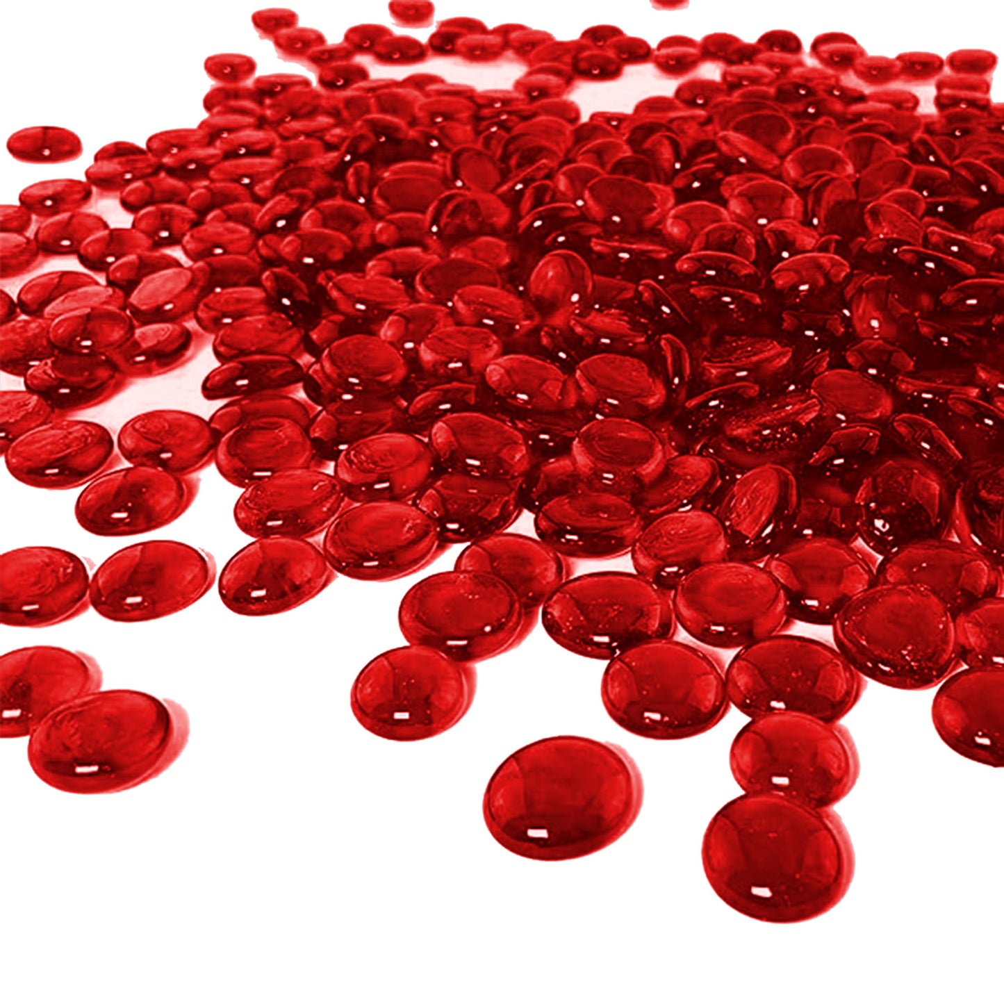 ARSUK 2LB Red Glass Pebbles for Vase Fillers, Aquarium Gravel, Decorative Stones for Crafts, Fish Tanks, Plant Pots, Wedding, Garden, Home Decor – Flat Glass Marbles (Red, 2LB)
