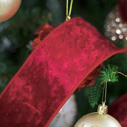 HUIHUANG Red Velvet Ribbon Wired 2-1/2 inch, Christmas Velvet Ribbon for X-mas Tree, Large Bows, Wreaths, Gift Wrapping, Garland, Home Decor, Crafts-Continuous 10 Yards/Roll