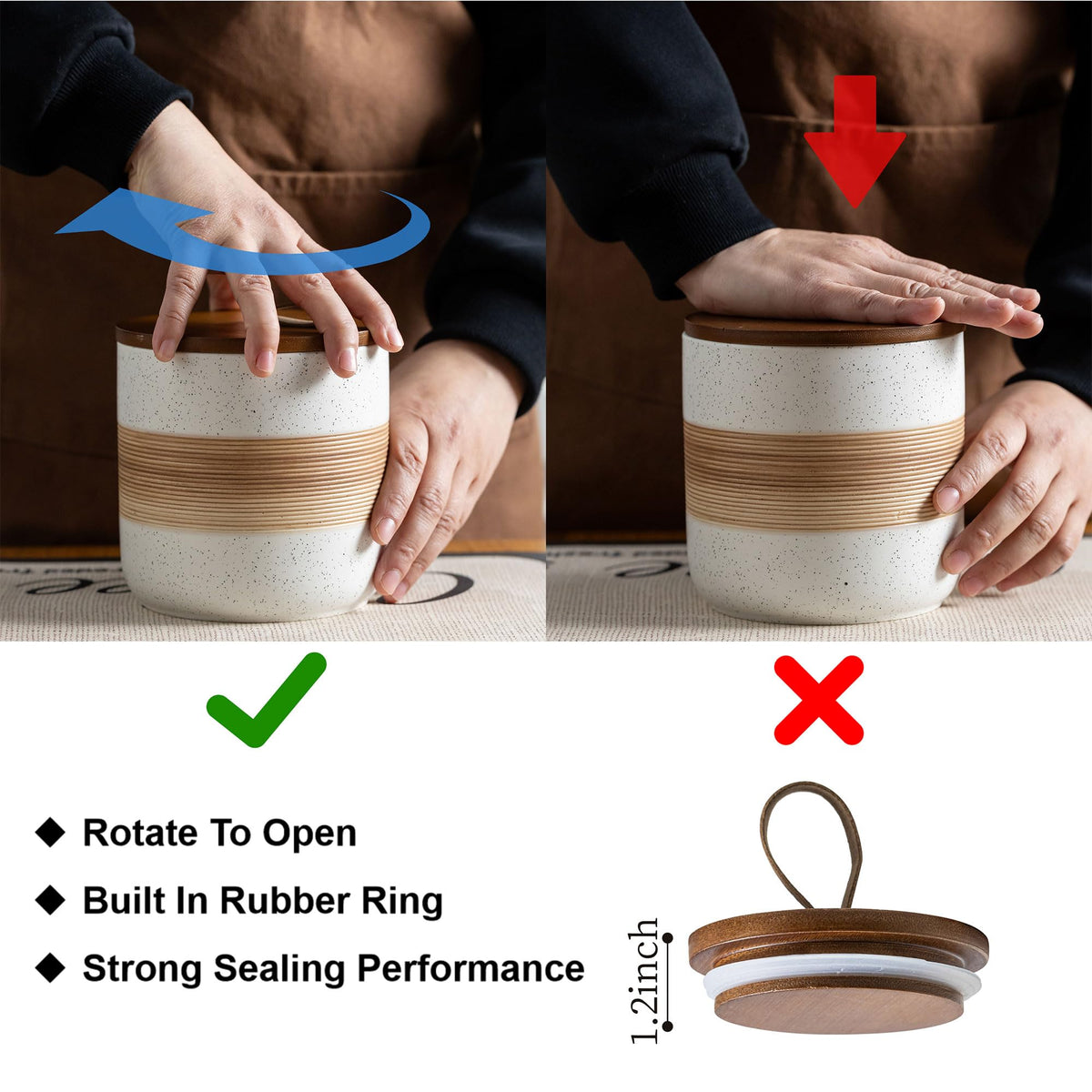 Miamolo Spice Jars with Lid, Coffee Container Kitchen Food Storage Jars for Spice Sugar Tea Bag, Stackable Decorative Jars for Countertop, White & 37 fl.oz