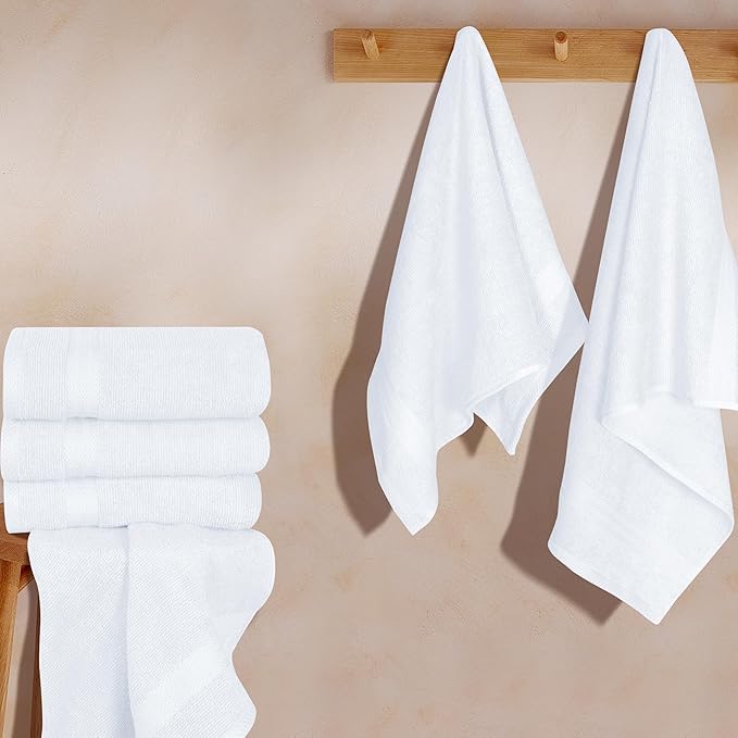 GLAMBURG Ultra Soft 6-Piece Hand Towel Set 16x28-100% Ringspun Cotton