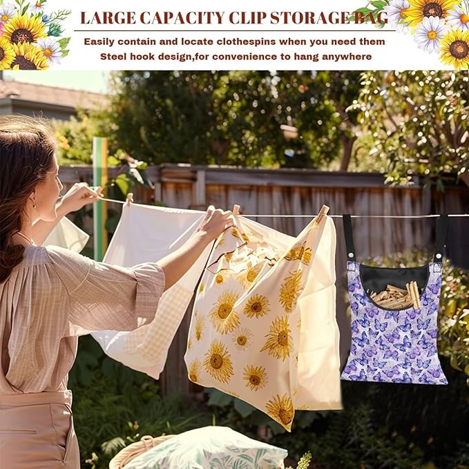 2 Pcs Butterfly Purple Clothespin Bag