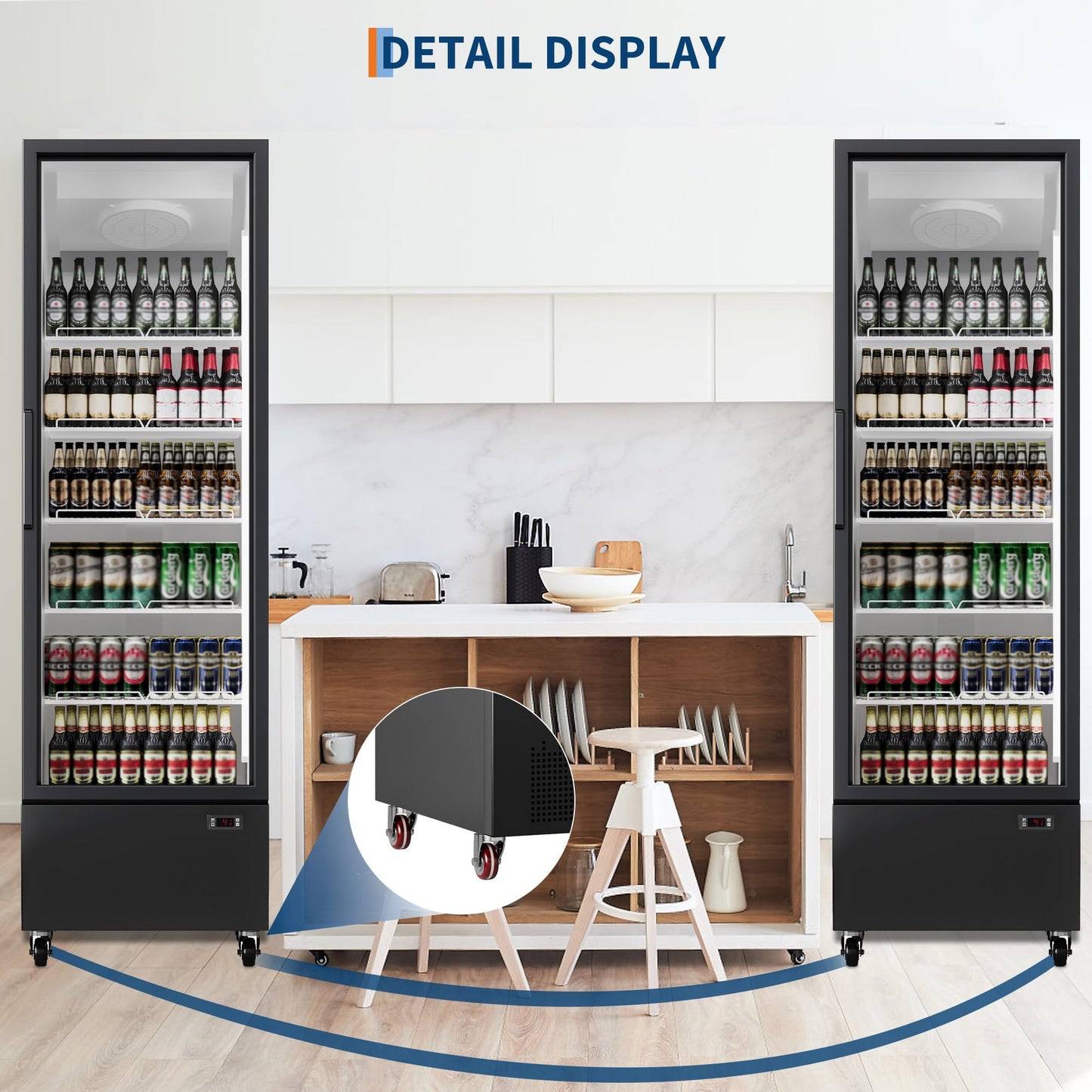 13.4 CF Commercial Refrigerator Display Refrigerator, Glass Door Upright Fridge, Cooler with Adjustable Shelves, Beverage Refrigerator for Shop, Restaurant, Store, Kitchen Appliances, Black