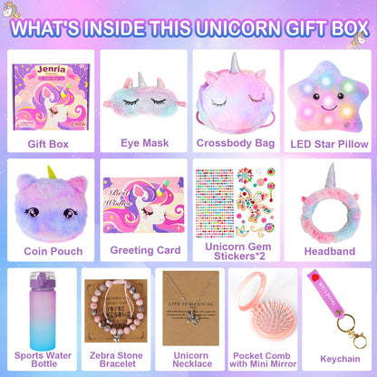 Jenria Unicorn Gift for Girls, Kindergarten Graduation Gifts, Sleepover Birthday Gifts for Girls Age 3 4 5 6 7 8 9 10 Years Old Girl, Gift Ideas, Girls Toys Age 6-8, Unicorn Toys for Daughter, Niece