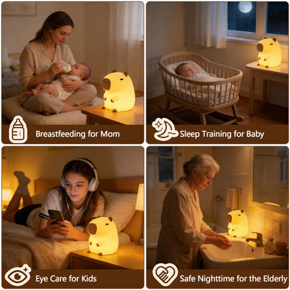 FAMIDUO Capybara Night Light for Kids,Safe Squishy Silicone Nursery Light with Timer,Dimmable & Rechargeable Touch Bedside Lamp, Cute Capybara Gifts for Boys Girls Toddlers, Baby & Kids Room Decor