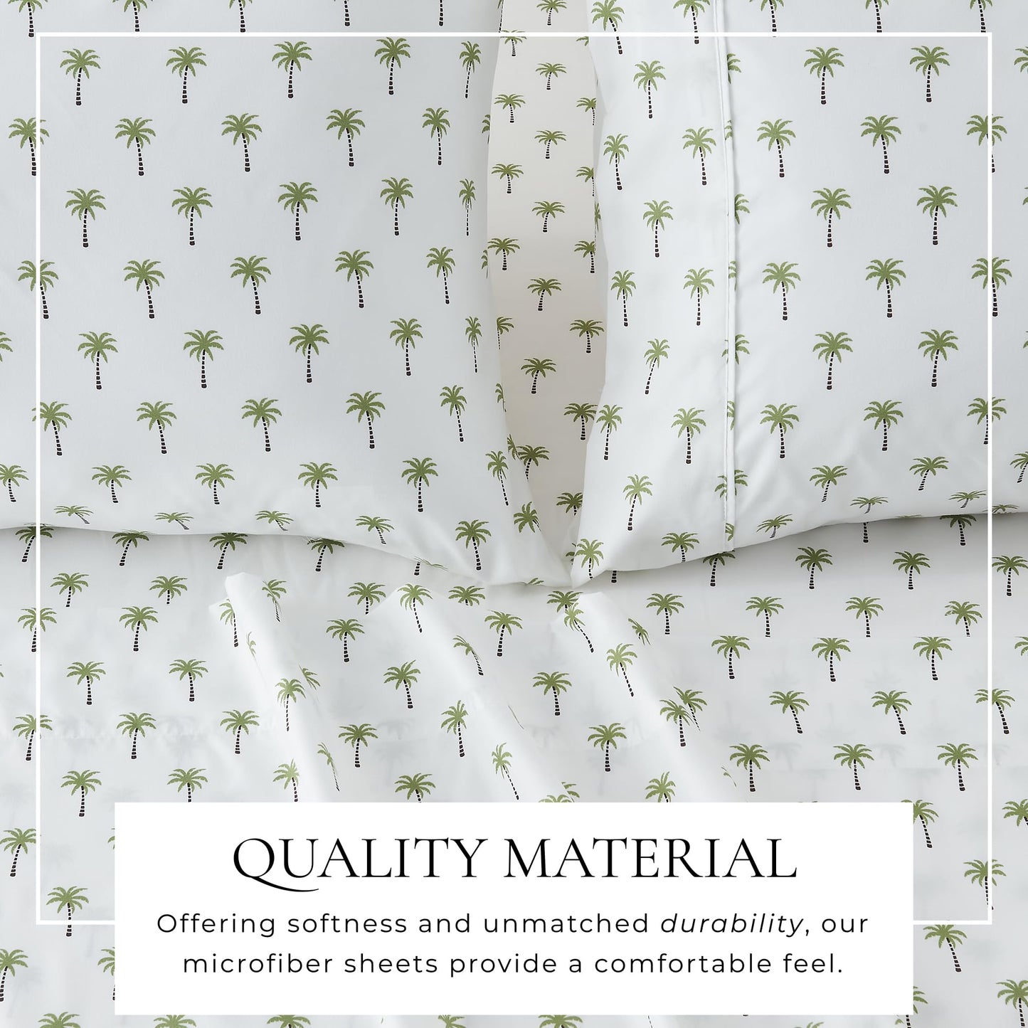 Great Bay Home King Coastal Microfiber Sheet Set - 4-Piece Nautical-Printed, Ultra-Soft Sheets - Beach-Themed Bedding Sheets & Pillowcases (Palm Tree)