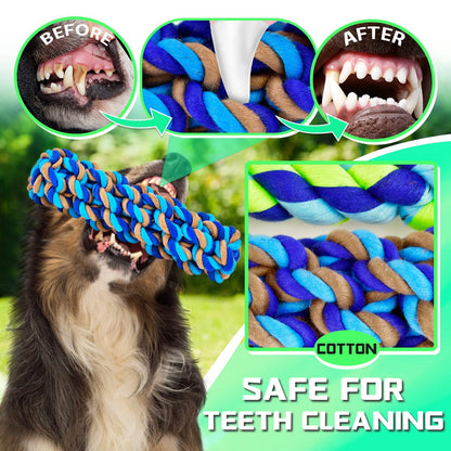 SHARLOVY XL Chew Toys for Aggressive Chewers Large Breed, 14 Pack Tough Indestructible Toys, Durable Puppy Teething Chews, Heavy Duty Cotton Rope Toys for Large Dogs