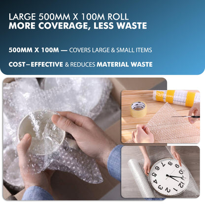 Meown Bubble Wrap 500mmx100m - Premium Quality Bubble Wrap Roll - Packaging Material for Shipping and Storage, Protect Your Goods with Ease