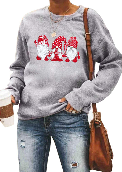 LOTUCY Merry Christmas Sweatshirts For Women Gnomes Santa Christmas Sweatshirt Cute Long Sleeve Pullover Top Red