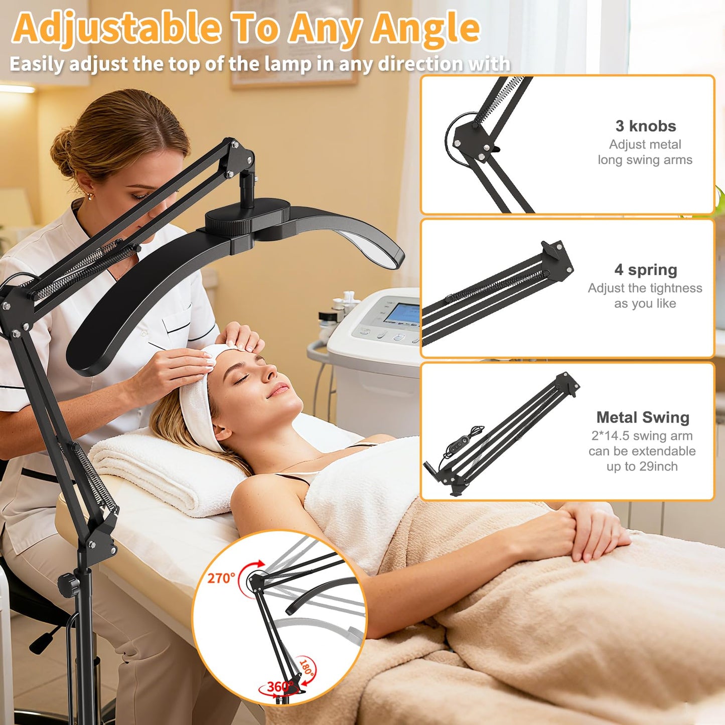 KALVISH 2-in-1 Half Moon Lash Light, 2026 Foldable LED Floor Lamp with Adjustable Brightness & Color, Shadow-Free Lighting for Eyelash Extensions, Nail Art, Tattoo, Skincare, Crafts, Salon & Home
