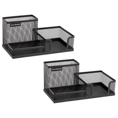 Mind Reader Desktop Organizer, Pen Holder, Clip Basket, Storage, Office, Metal Mesh, 8.07"L x 4.13"W x 3.94"H, Black