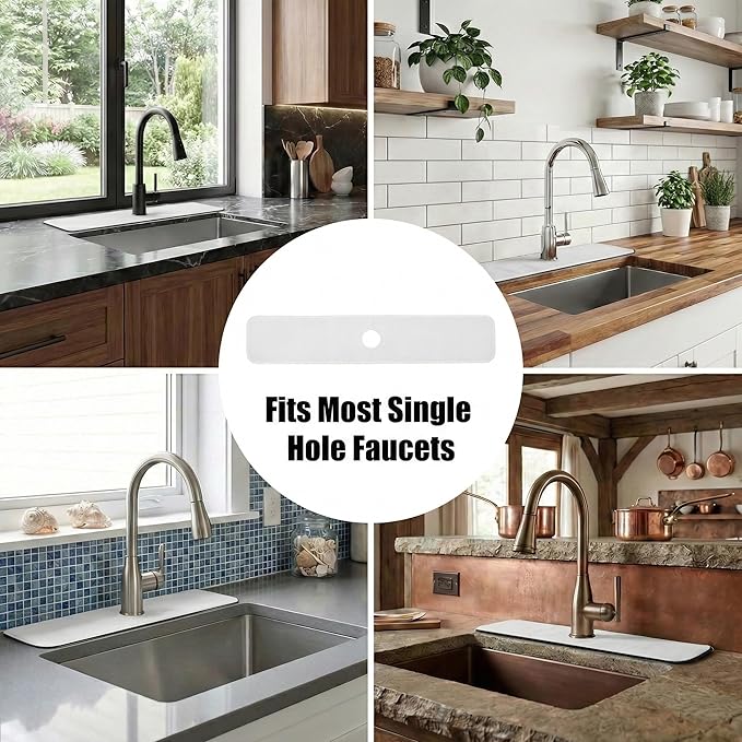 Customizable Kitchen Sink Faucet Mat: 30" Lx5.5 W Absorbent Splash Guard