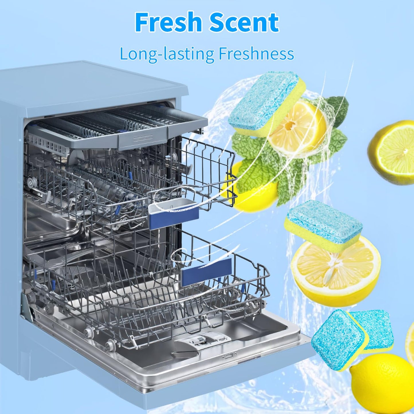 Dishwasher Cleaner Tablets - 24 Pack Powerful Descaling and Refreshing Pods, Deep Cleaning for Dish Washer Machine, Heavy Duty for Sparkling Clean - Yearly Supply.