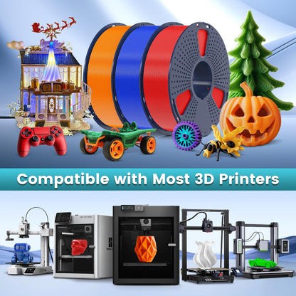 SUNLU PETG Filament 1.75mm 4KG Bundle, Strong PETG 3D Printer Filament, Fit for Most FDM 3D Printers, Individually Vacuum Packed, 4 Packs of 1KG Spools, Black