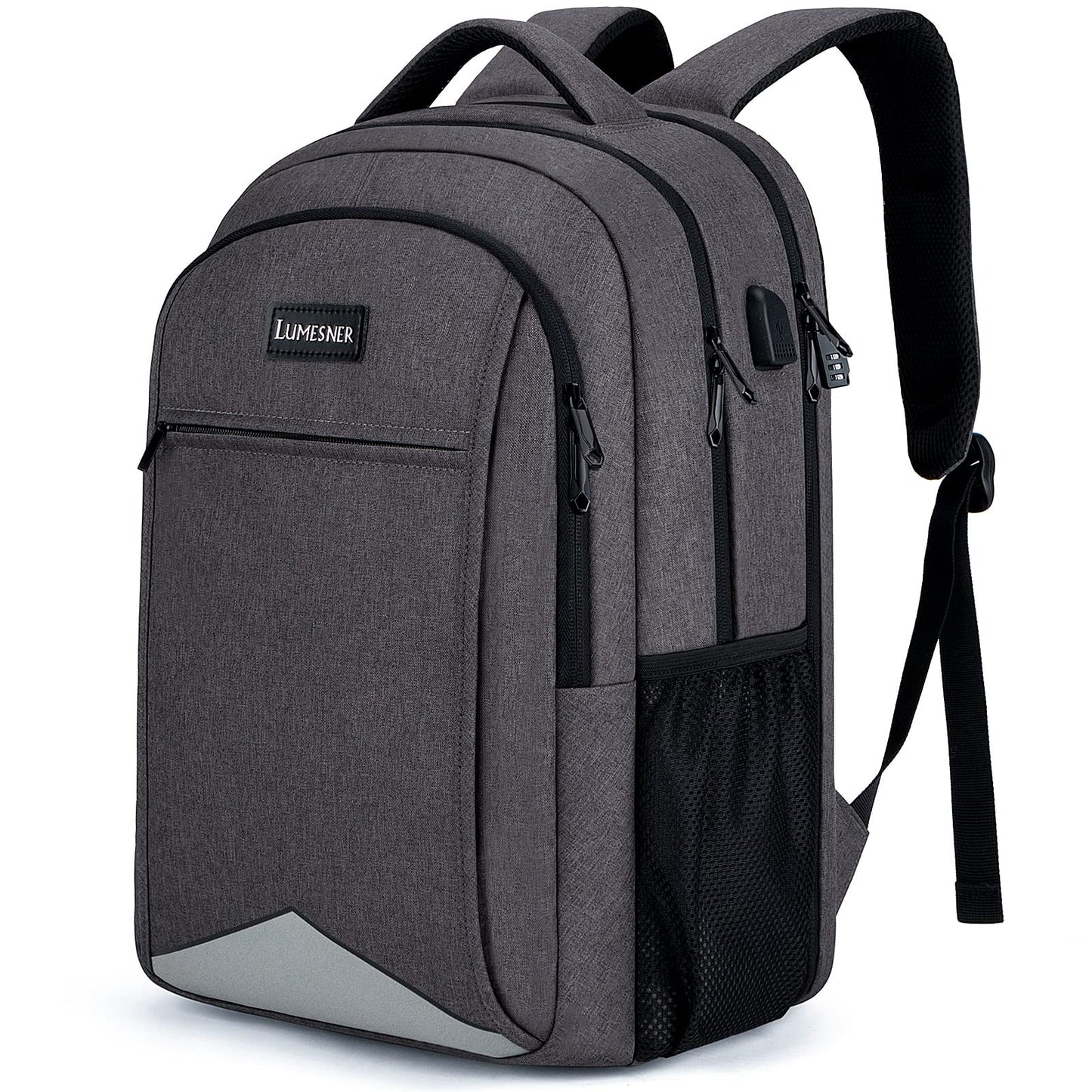 Lumesner Business Laptop Backpack with USB Charging Port; 17.3 Inch Anti Theft Travel Backpack for Men/Women; Water Resistant Computer Rucksack for School/Work/Travel