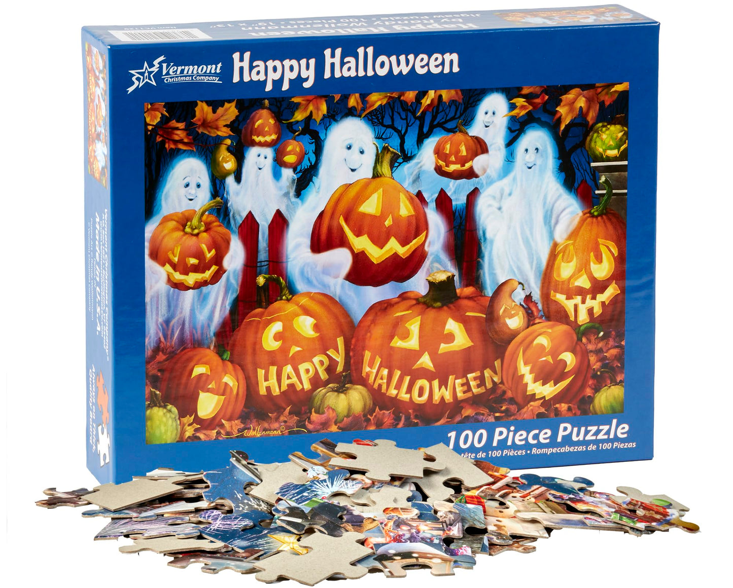 Vermont Christmas Company Happy Halloween Jigsaw Puzzle 100 Piece, Large Pieces Perfect for Kids and Seniors