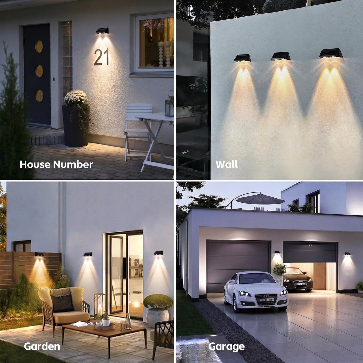 XmnSoly Solar Lights Outdoor 3000K Warm White Downlights LED Dusk to Dawn Waterproof Solar Light for Fence, Wall, Address, Mailbox, House Number, Sign(2 Pack)