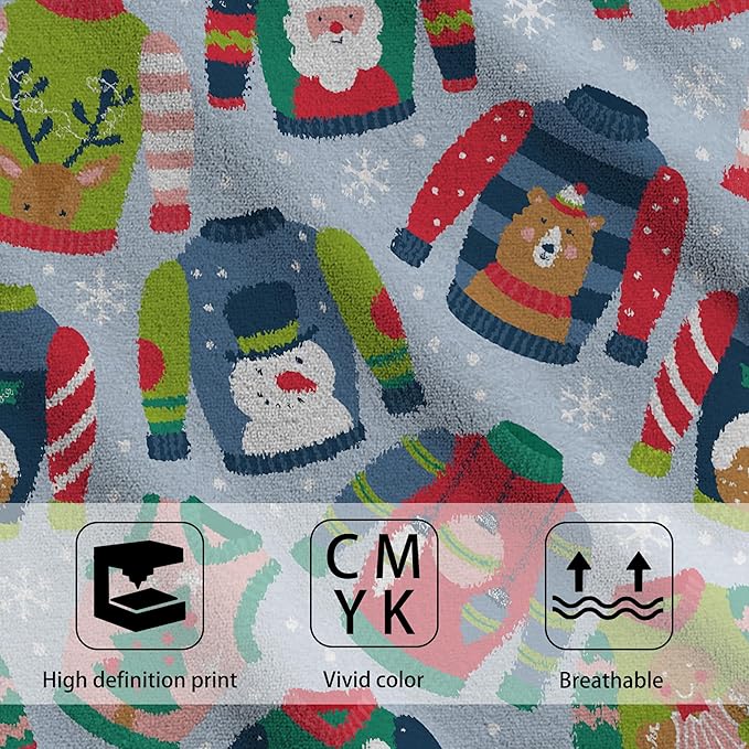 Christmas Ugly Sweater Hand Towel Set of 2, Childish Christmas Holiday Sweater