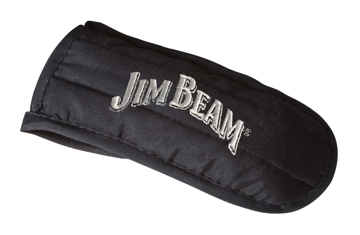 Jim Beam JB0159, Heavy Duty Construction, Pre Seasoned Cast Iron Skillet with Wooden Base and Mitt, Black,Small