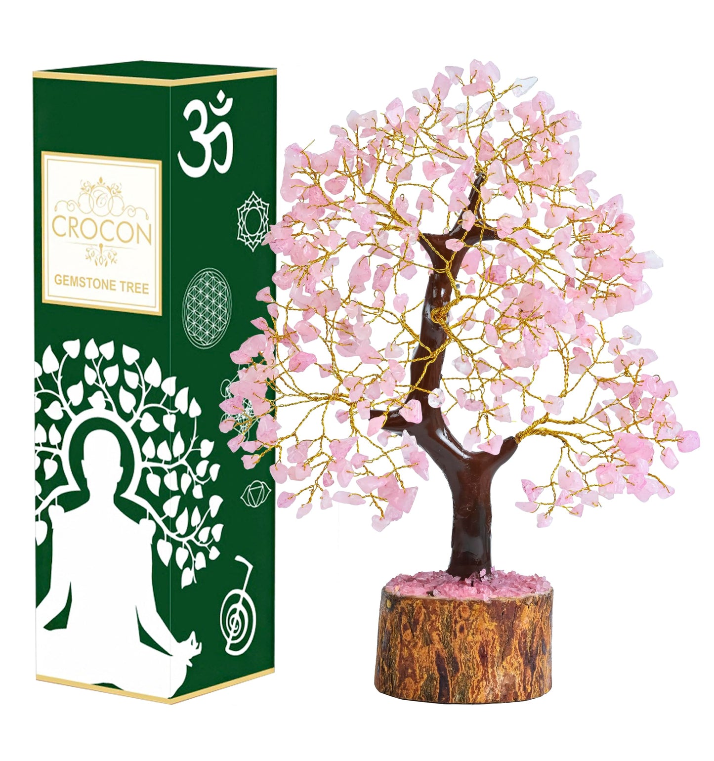Crocon® Rose Quartz Crystal Tree of Life - Love & Self-Care Healing Crystals for Positive Energy, Feng Shui Money Tree, Pink Home Room Decor, Birthday Gifts for Women, Mom, Sister, Girlfriend & Her