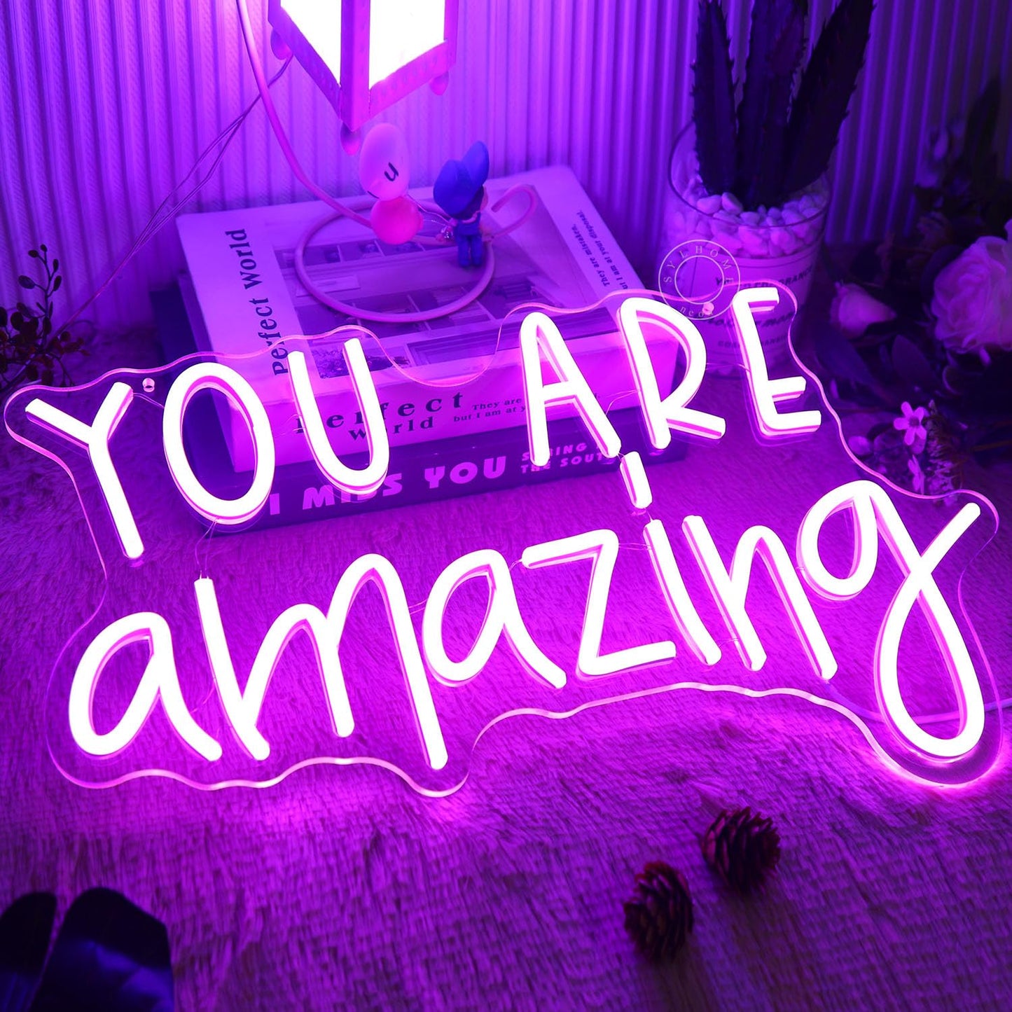 SYLHOME You Are Amazing LED Neon Light Sign 5V Girls Boys Bedroom Living Room Classroom Wall Decor Sign Hanging Smart Kid Birthday USB 16.9" X 10.6" Warm White
