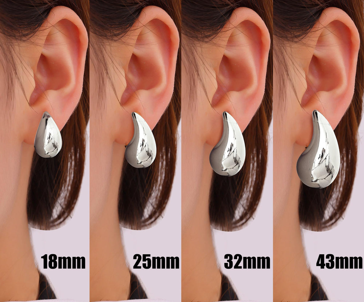 Gacimy Silver Tone Teardrop Earrings Dupes for Women, Chunky Drop Earrings for Women with 925 Sterling Silver Post, 1.7Inches