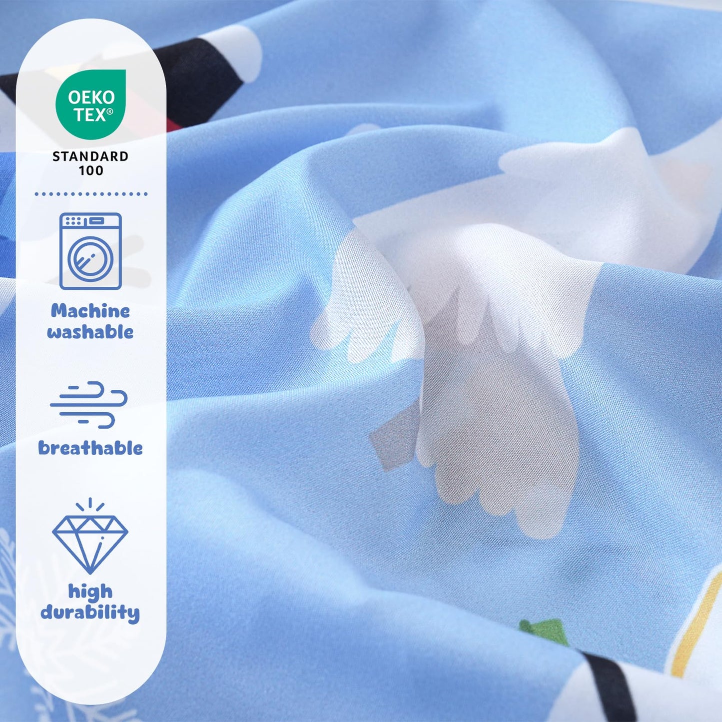 LONAVA Twin Sheet Set Kids - 3 Pieces Soft Microfiber Cartoon Style Bedsheets for Boys Girls Teens, Oeko TEX, Breathable Deep Pocket Sheets, (Snow Man)