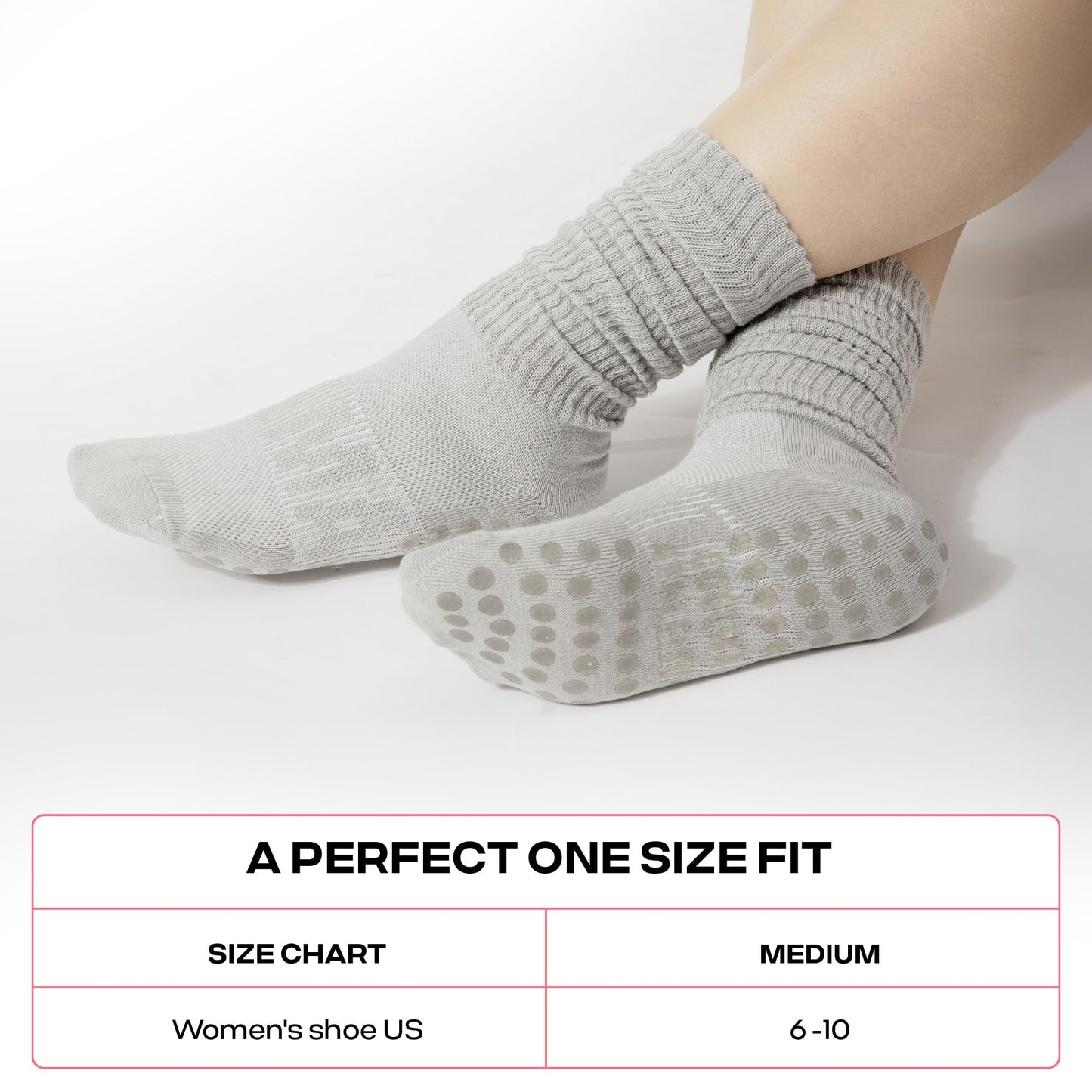CoolMate Pilates Socks with Grips for Women, Yoga Socks, Crew Non Slip Women for Workout, Barre, Pilates Gifts