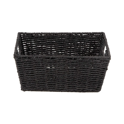 Compactor Cosmos Etna Basket - Stylish Black Woven Paper and Metal Frame Organizer - Medium Size (31X24X14 cm)