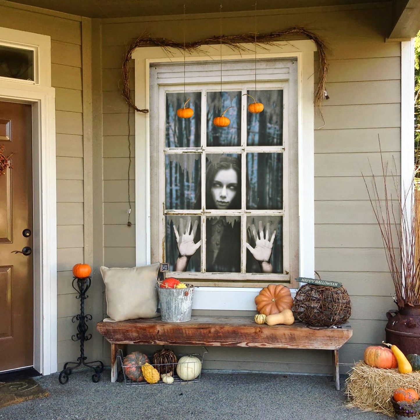 FUN LITTLE TOYS Halloween Female Ghost Screen, Window Door Cover, Party Decors