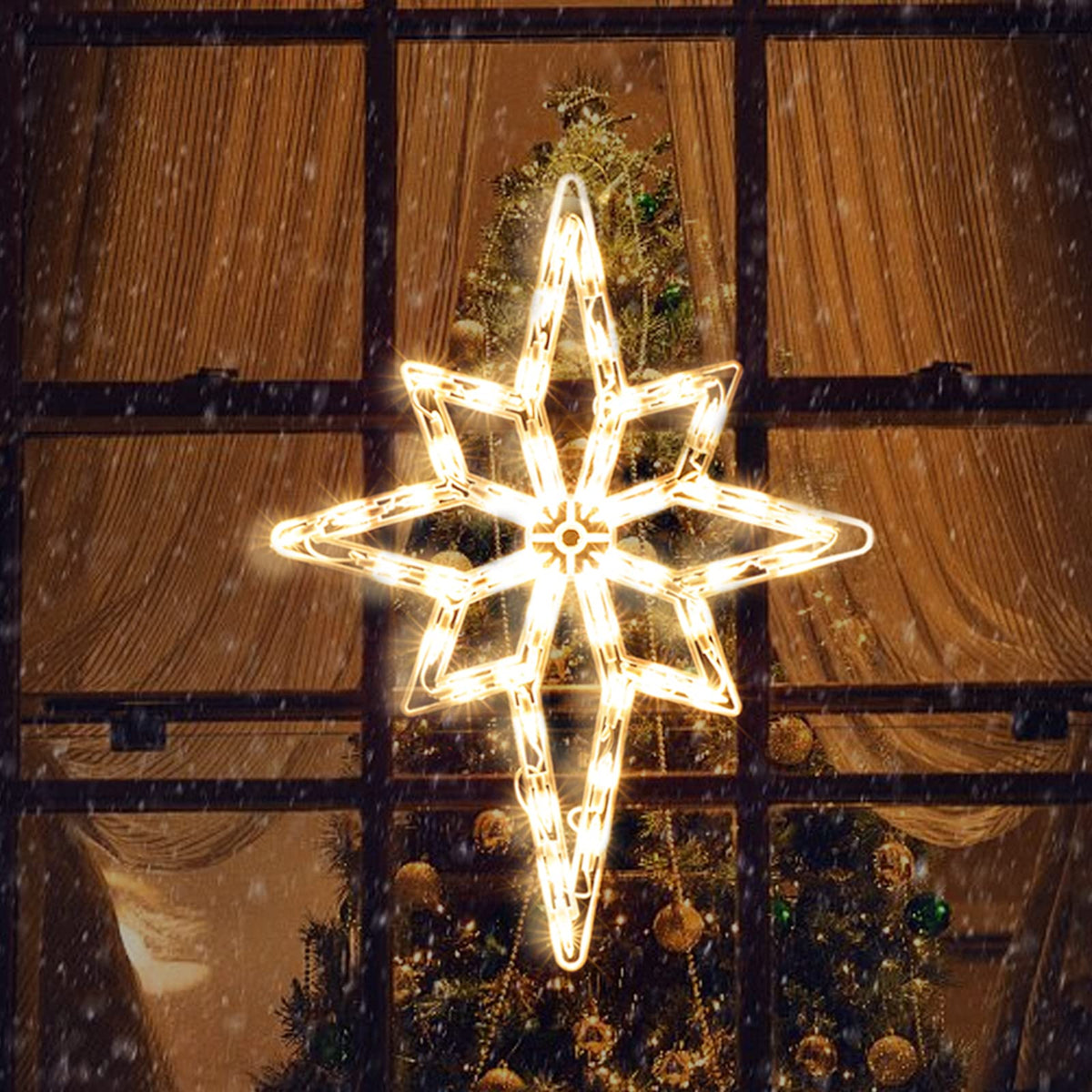 XMASLAND 19 Inch Christmas Window Silhouette Lights Decorations, 50L Christmas Sculpture,Including:Bethlehem Star x1