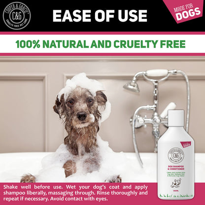 Dog Shampoo & Conditioner 500ML - Grooming for Sensitive Skin, Itchy Skin, Smelly Dogs - Anti-Itch, Anti-Bacterial & Anti-Fungal Formula - Soothes & Restores Coat