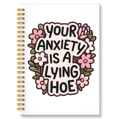 ROXMART Floral Mental Health Glitter Spiral Notebook, Anxiety Journal for women, Anti Anxiety Mental Health Gifts, Funny Psychology Positive Hardcover Notebook Journal, 5.5x8.3 Inch