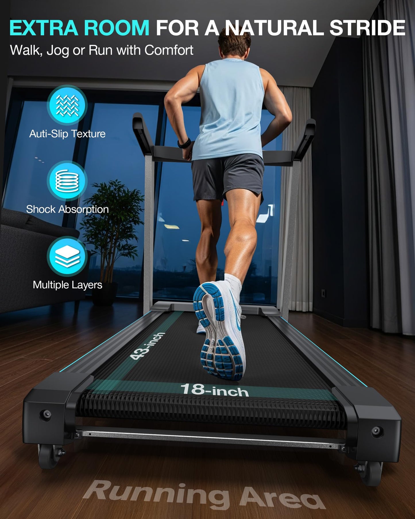 WELLFIT Foldable Treadmill for Home - 400LBS Capacity Folding Treadmills with Handlebar,4.0HP Auto Incline Heavy Duty Treadmill Heart Rate Sensor, LED Display, App Control