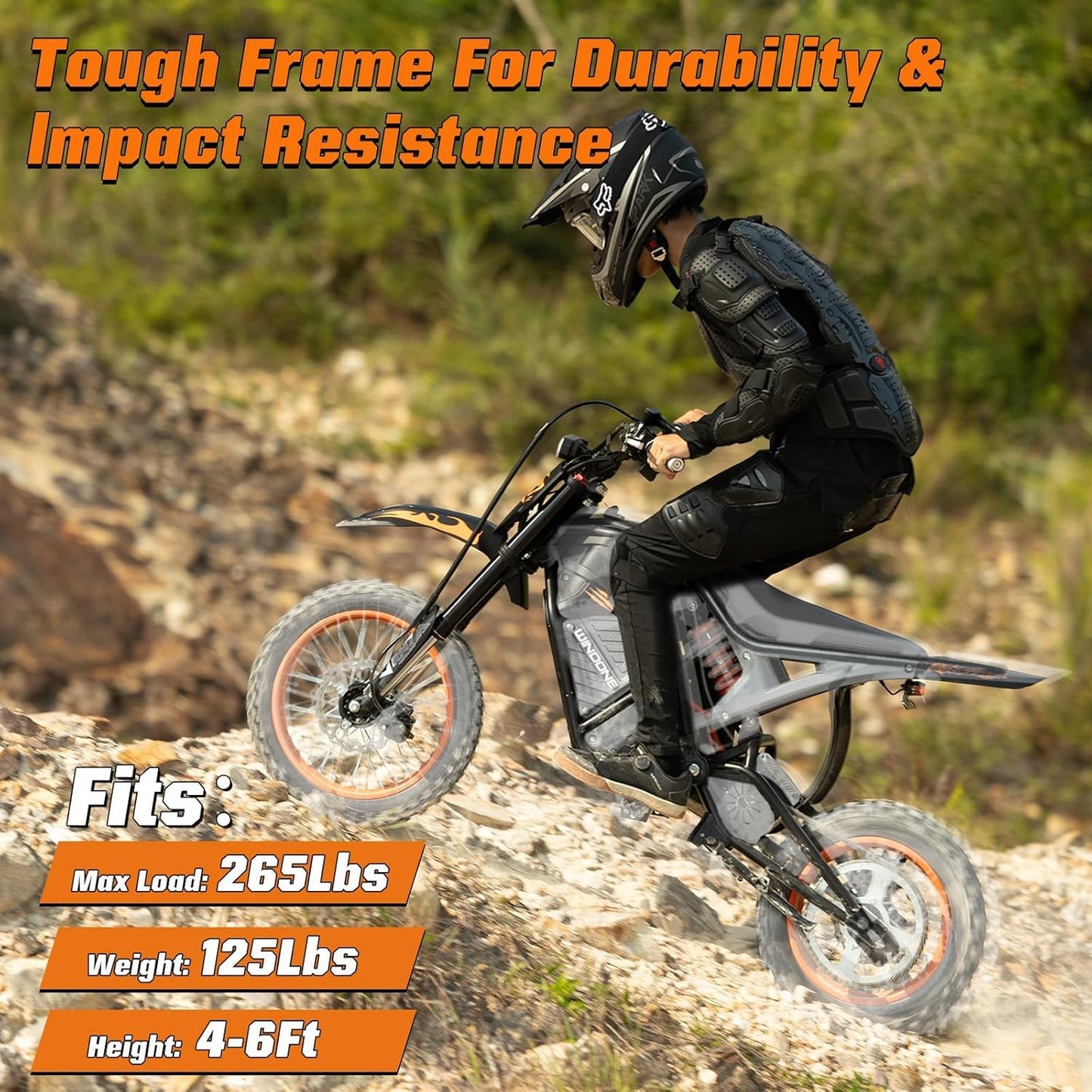 WindoneRide RM7 Electric Dirt Bike for Adults & Teens, 2200W Peak Ebike, 48V 22.5Ah, 37 MPH, 45 Miles, 14"/12" Tire Off-Road Electric Motorcycle, Dual Hydraulic Brakes, Fit Age 13+,Obsidian Black