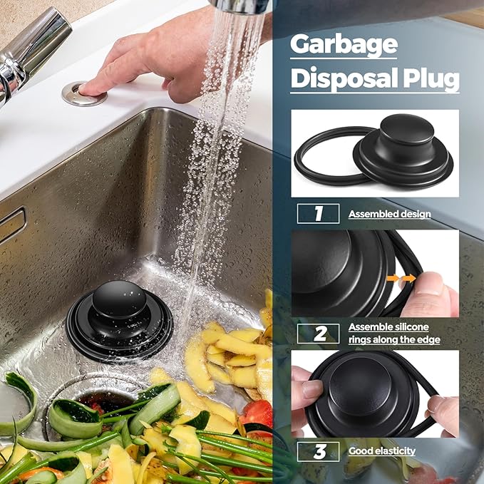 Mudder 3 Pcs Kitchen Sink Drain Strainer and Stopper Stainless Steel Garbage