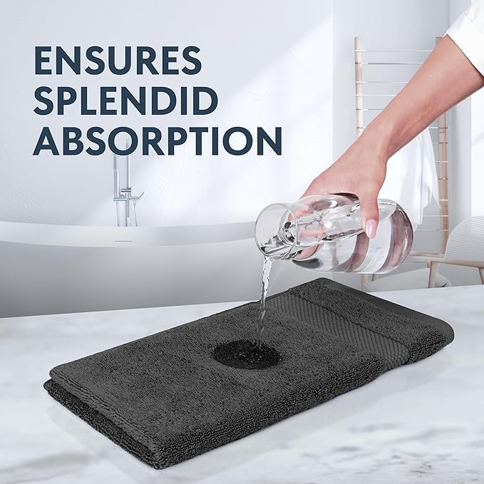 White Classic Luxury Dark Gray Hand Towels