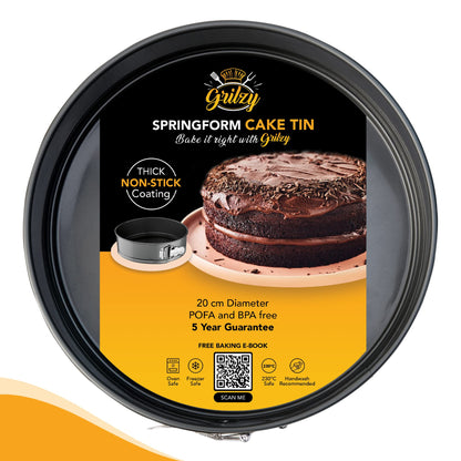 Grilzy Cake Tin - 8 Inch Cake Tins for Baking, 20cm Springform Cake Tins for Cheesecake, Non-Stick Baking Tins Round Cake Pan, Bake Ware Round Cake Tin for Restaurants, Home and Kitchen