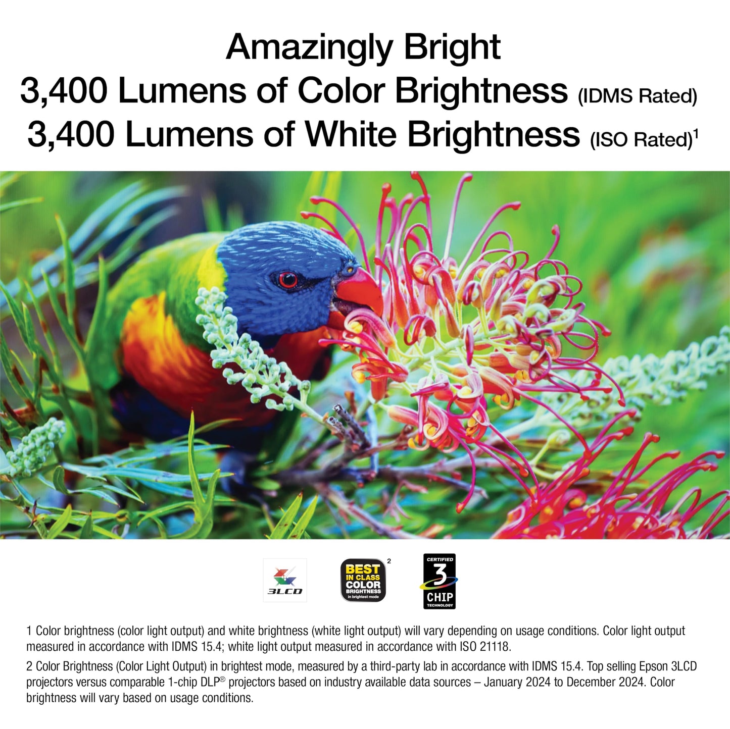 Epson Home Cinema 1100 3-Chip 3LCD Wireless 1080p Projector, Streaming with Apple AirPlay, Miracast, Home Theater/Gaming, 3,400 Lumens Color and White Brightness, Speaker, 16000:1 Contrast, 2X HDMI