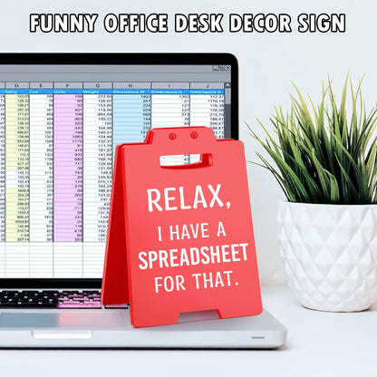 Funny Office Desk Decor for Women, Office Gag Gifts for Coworker Employee Colleague Boss Lady Secretary Accountant, Bosses Day Gifts for Women, Funny White Elephant Gift, Cubicle Accessories Red Sign