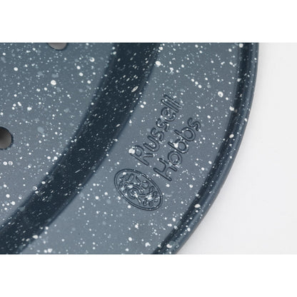 Russell Hobbs Nightfall Stone Set of 2 Large Pizza Trays - 14.5" Pizza Pans, Non-Stick Round Baking Trays, Carbon Steel, PFOA Free, Perforated Base for Crispy Cooking, Ideal for Pizza's, Garlic Bread