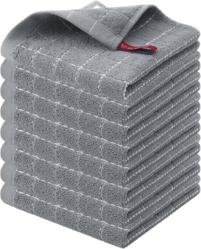 Homaxy 100% Cotton Terry Kitchen Dish Cloths, Ultra Soft and Absorbent Dish