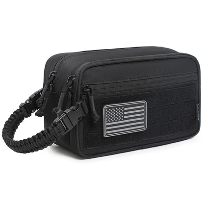 Lemubeane Tactical Toiletry Bag for Men Dry Wet Separate Dopp Kit Travel Hygiene Bag EDC Utility Tool Molle Pouch Mens Shaving Kit Travel shower Bags (Black)